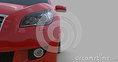 RedÂ Car Isolated on Gray, Close-up, Shallow Depth of Field, Selective Focus Stock Photo